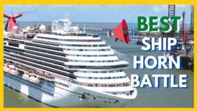 CRUISE SHIP HORN PART 2Cruise Ship Horn Battle, Carnival Breeze  & Carnival Vista, Port of Galveston
