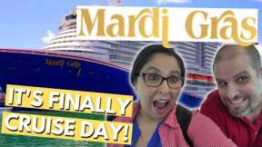 BOARDING THE BRAND NEW Carnival Mardi Gras EMBARKATION,  Cruise Vlog Day 1 Part 1 I Carnival Cruise