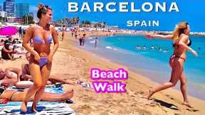 4K Beach Walk Spain - BARCELONA - Barceloneta Beach - June 2022