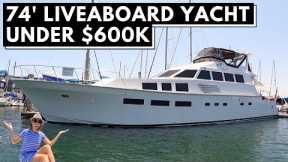 Perfect LA Liveaboard Boat $595,000 1971 BERTRAM 74 Complete Refit Classic Motor Yacht Tour
