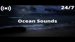 Ocean Waves at Night | Stormy Beach Relaxing Sounds for Sleeping, Insomnia, Stress Relief ❤️ Nature