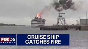 Cruise ship catches fire in Florida port