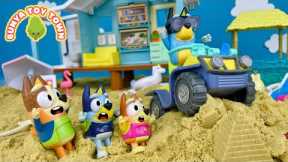 BLUEY and BINGO - Beach Vacation and Sandcastles! ☀️ | Pretend Play with Bluey Toys | Bunya Toy Town
